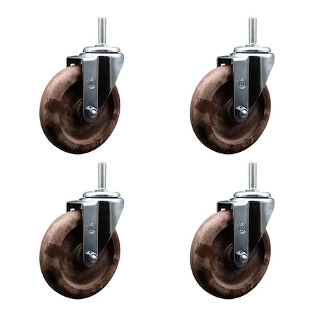 Service Caster 5 Inch High Temp Glass Filled Nylon Wheel Swivel 58 Inch Threaded Stem Caster Set SCC-TS20S514-GFNSHT-58212-4